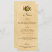 ヴィンテージ赤と黄色のバラのフローラ メニュー (正面/裏面)