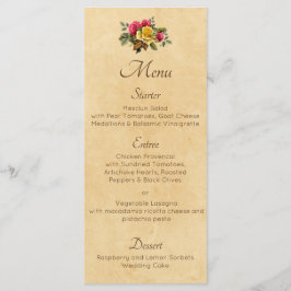 ヴィンテージ赤と黄色のバラのフローラ メニュー