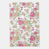 ヴィンテージ赤と黄色のバラの水の色パターン | キッチンタオル (縦)