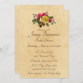 ヴィンテージ赤と黄色のブライダルシャワーへの招待 招待状 (正面/裏面)