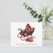 ヴィンテージ赤と黒のそりとパッケージ 案内ポストカード (スタンド正面)