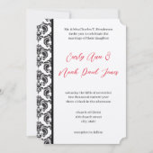 ヴィンテージ赤と黒のダマスクの結婚式 招待状 (正面)