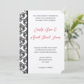 ヴィンテージ赤と黒のダマスクの結婚式 招待状 (スタンド正面)