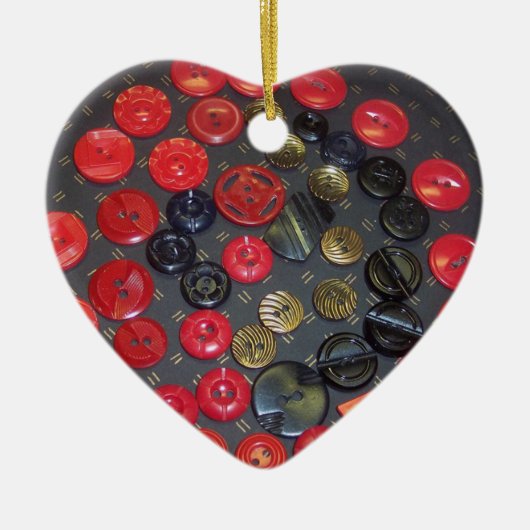 ヴィンテージ赤と黒のボタン,オーナメント セラミックオーナメント (正面)