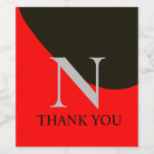 ヴィンテージ赤と黒の抽象芸術モノグラム ワインラベル (シングルラベル)