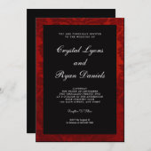 ヴィンテージ赤と黒の結婚式招待状 招待状 (正面/裏面)