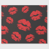 ヴィンテージ赤のシームレスなパターンを黒の背景に表示  ラッピングペーパー (フラット)