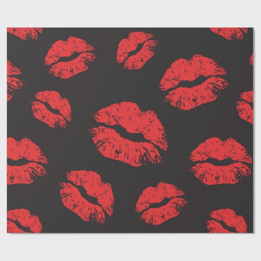 ヴィンテージ赤のシームレスなパターンを黒の背景に表示  ラッピングペーパー (フラット)