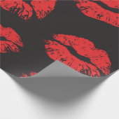 ヴィンテージ赤のシームレスなパターンを黒の背景に表示  ラッピングペーパー (角)