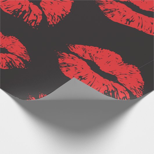 ヴィンテージ赤のシームレスなパターンを黒の背景に表示  ラッピングペーパー (角)