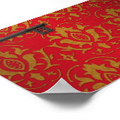 ヴィンテージ赤の壁紙と鍵 ポスター (角)