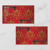 ヴィンテージ赤の壁紙と鍵 名刺 (正面/裏面)