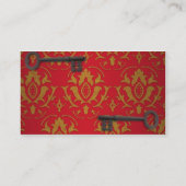 ヴィンテージ赤の壁紙と鍵 名刺 (裏面)