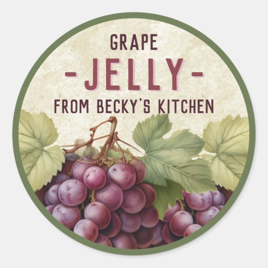 ヴィンテージ赤ぶどうゼリー缶詰シール ラウンドシール (正面)