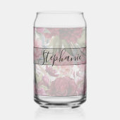 ヴィンテージ赤エレガントとピンクのフローラモノグラム ガラス缶 (正面)