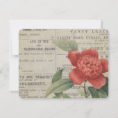 ヴィンテージ赤エレガントフローラフラットノートカード ノートカード (裏面)