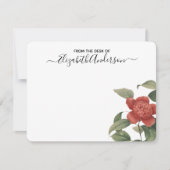 ヴィンテージ赤エレガントフローラフラットノートカード ノートカード (正面)