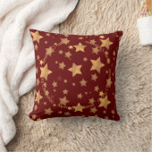 ヴィンテージ赤エレガント金ゴールド星模様クリスマス クッション (ブランケット)