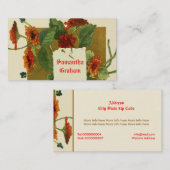 ヴィンテージ赤オレンジ色の花カスタムフローラ 名刺 (正面/裏面)