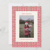ヴィンテージ赤クリスマスジオメトリックキルト写真 シーズンカード (正面)