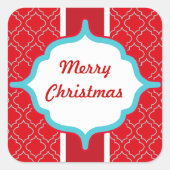 ヴィンテージ赤クリスマスステッカー スクエアシール (正面)