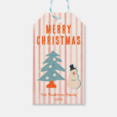 ヴィンテージ赤クリスマスファンキーおもしろい図解入りの、写真付きの ギフトタグ (正面)