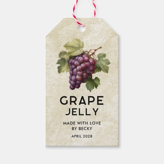 ヴィンテージ赤グレードゼリー編集可能パントレーベル ギフトタグ (正面)