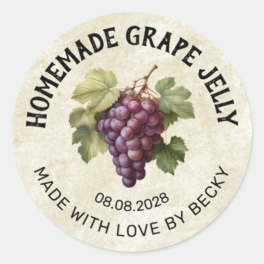 ヴィンテージ赤グレープゼリー缶詰シール ラウンドシール (正面)