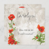 ヴィンテージ赤ケシ花嫁招待状 招待状 (正面/裏面)