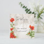 ヴィンテージ赤ケシ花嫁招待状 招待状 (スタンド正面)