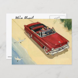 ヴィンテージ赤コンバーチブルカー住所の変更 案内ポストカード