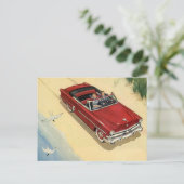 ヴィンテージ赤コンバーチブルカー住所の変更 案内ポストカード (スタンド正面)