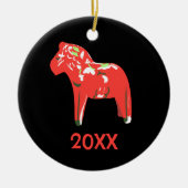 ヴィンテージ赤スウェーデンダラホース上の黒いセラミックまたは セラミックオーナメント (正面)