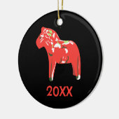ヴィンテージ赤スウェーデンダラホース上の黒いセラミックまたは セラミックオーナメント (左)