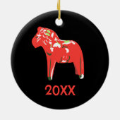 ヴィンテージ赤スウェーデンダラホース上の黒いセラミックまたは セラミックオーナメント (裏面)
