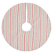 ヴィンテージ赤ストライプと水彩フローラ ブラッシュドポリエステルツリースカート (正面)