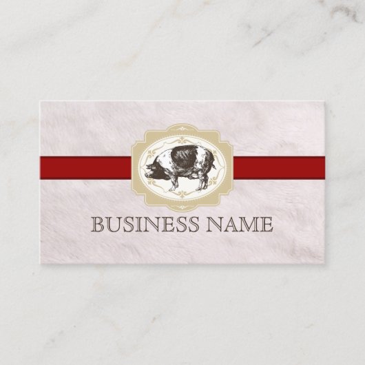 ヴィンテージ赤ストライプ毛皮質豚名刺 名刺 (正面)