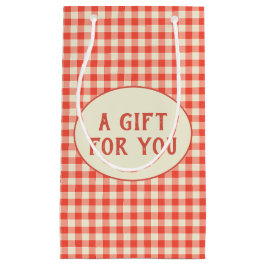 ヴィンテージ赤チェッカーボードパターカスタムン スモールペーパーバッグ