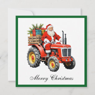 ヴィンテージ赤トラクタおもしろいークリスマス非写真 シーズンカード