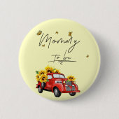 ヴィンテージ赤トラックひまわりママになる 缶バッジ (正面)