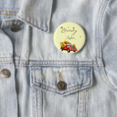 ヴィンテージ赤トラックひまわりママになる 缶バッジ (インサイチュ)