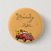 ヴィンテージ赤トラックひまわりママになる 缶バッジ (正面)