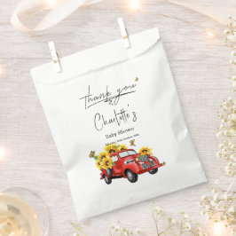 ヴィンテージ赤トラックひまわり赤ちゃんシャワー フェイバーバッグ