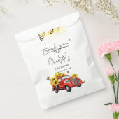 ヴィンテージ赤トラックひまわり赤ちゃんシャワー フェイバーバッグ (封をした状態)