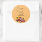 ヴィンテージ赤トラックひまわり赤ちゃんシャワー ラウンドシール (バッグ)