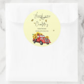 ヴィンテージ赤トラックひまわり赤ちゃんシャワー ラウンドシール (バッグ)