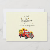ヴィンテージ赤トラックひまわり赤ちゃんシャワー 招待状 (裏面)