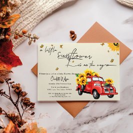 ヴィンテージ赤トラックひまわり赤ちゃんシャワー 招待状