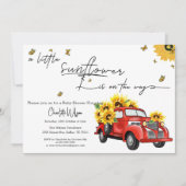 ヴィンテージ赤トラックひまわり赤ちゃんシャワー 招待状 (正面)