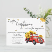 ヴィンテージ赤トラックひまわり赤ちゃんシャワー 招待状 (スタンド正面)